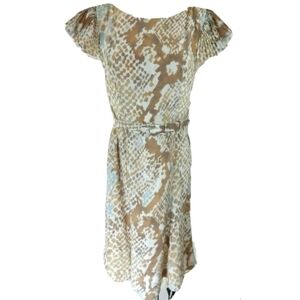 Escada Reptile Print Silk Fit and Flare Dress